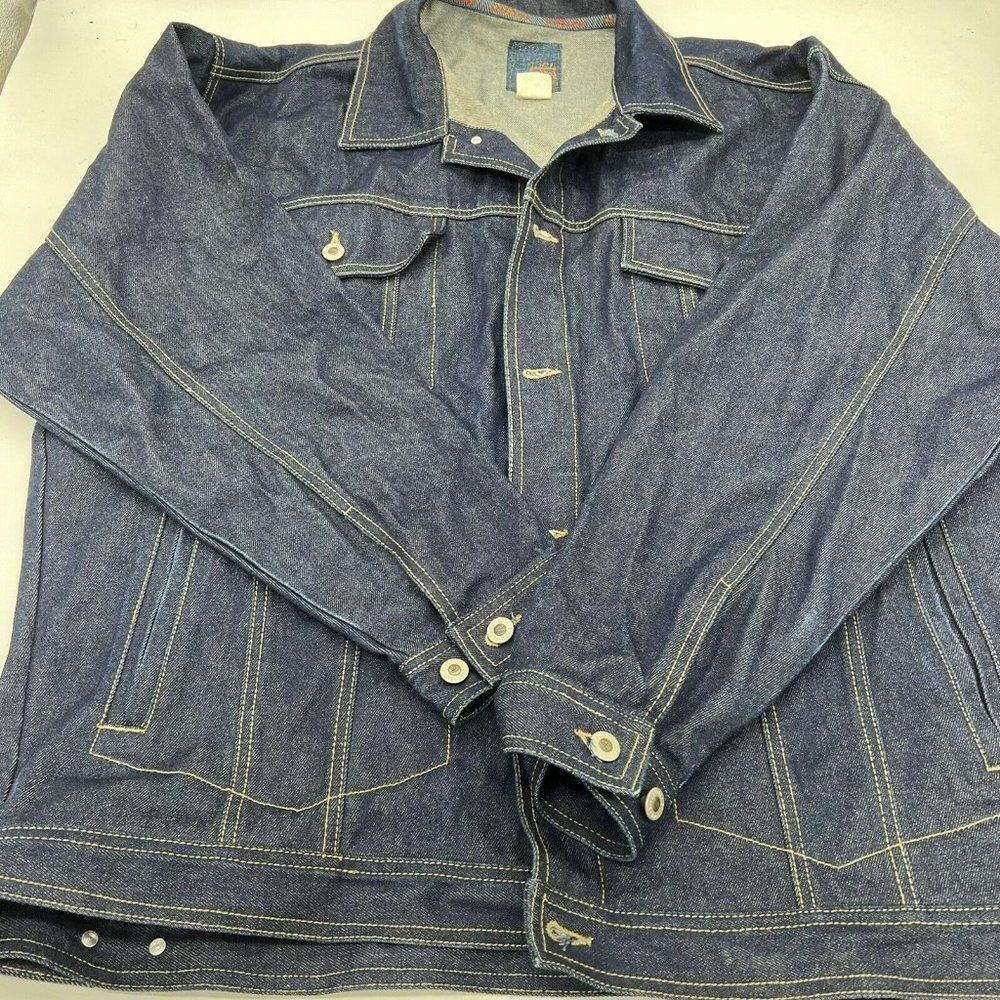 Vintage Godbody Denim Dark Blue Jean Trucker Jacket Size XL